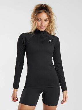 Gymshark Black Training 1/4 Zip Performance Long Sleeve Top